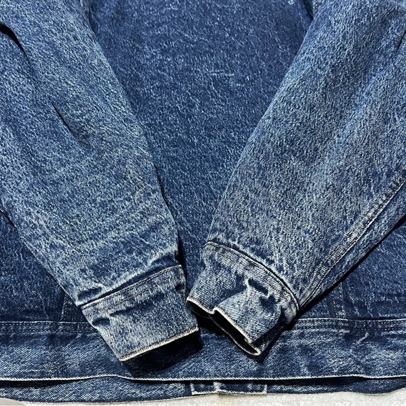 VINTAGE Lee Jacket Mens L Dark Acid Wash Sherpa Lined Trucker Denim Made In USA - Picture 4 of 8